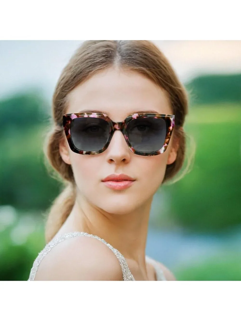 Trendy Oversized Polarized Square Sunglasses for Women - UV400 Retro Shades